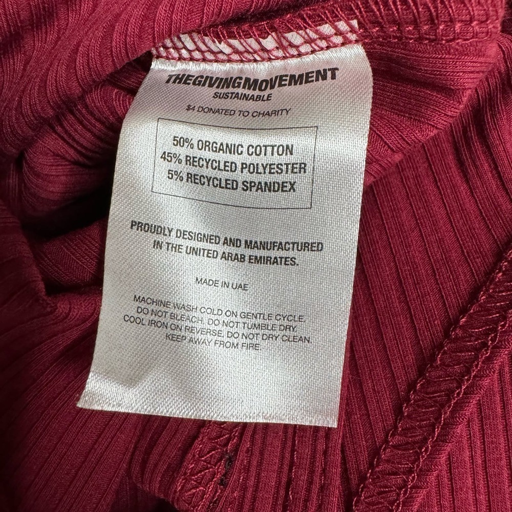 The Giving Movement Bodysuit Ribbed Long Sleeve Maroon Burgundy Size S — image 8 of 8